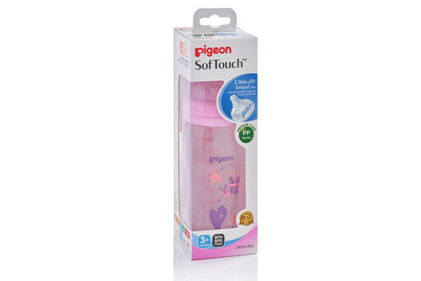 PIGEON CLEAR PP BOTTLE 240ML PINK - A78183