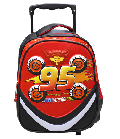 KIDS SCHOOL BAG CARS TROLLEY 13"/16"/18"