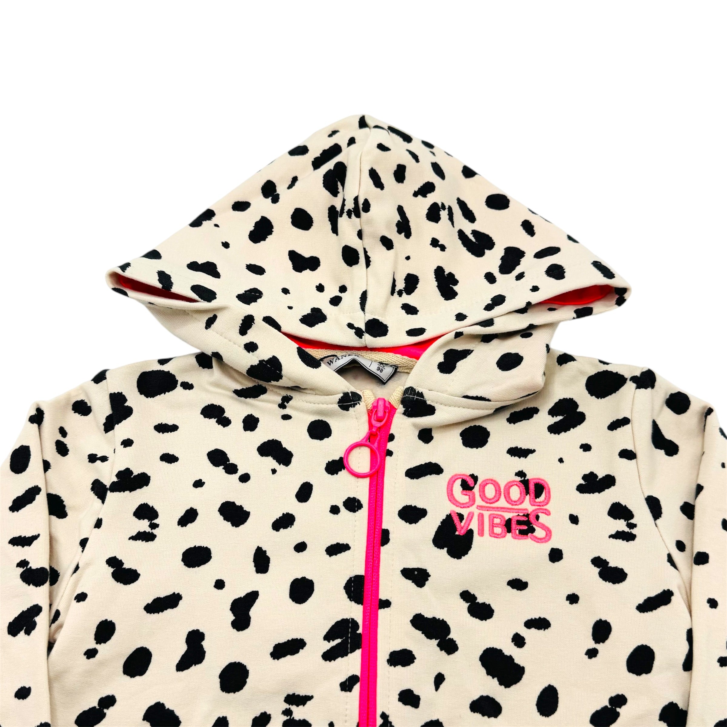 GIRL ZIPPER HOODIE DOTTED