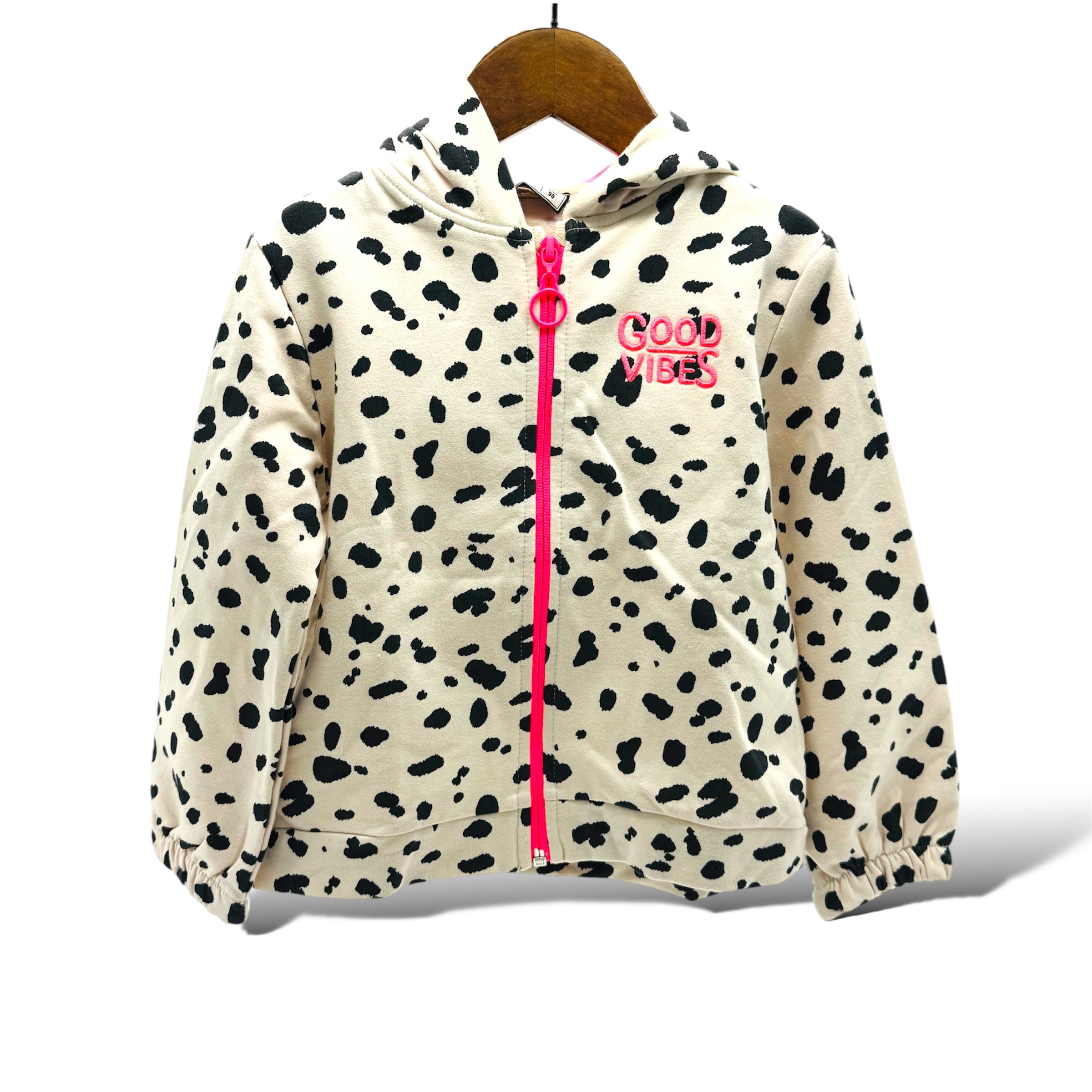 GIRL ZIPPER HOODIE DOTTED