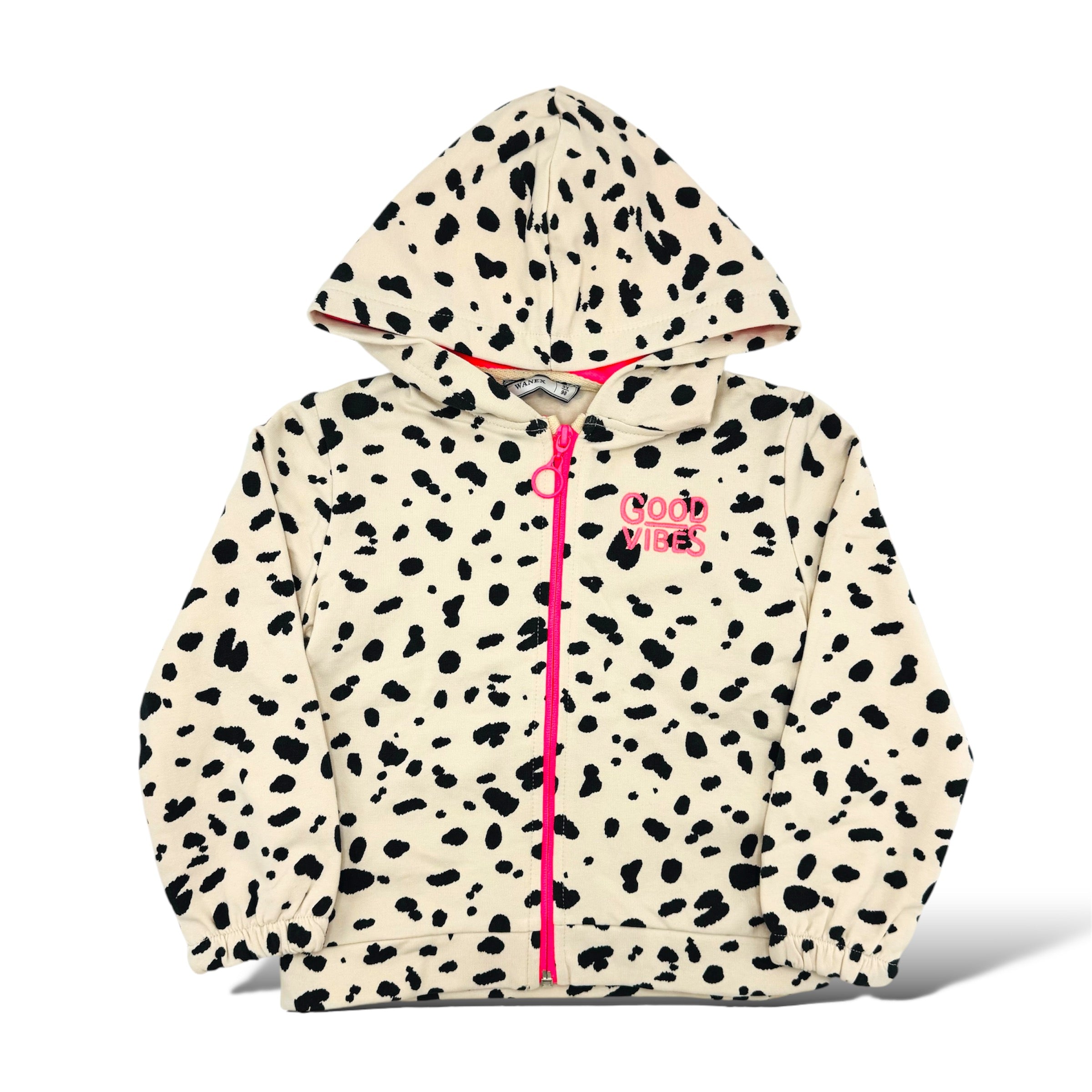 GIRL ZIPPER HOODIE DOTTED