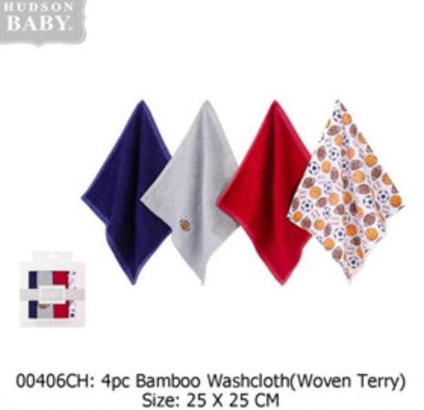 WASH CLOTH BAMBOO WOVEN TERRY 4 PCS - 29918