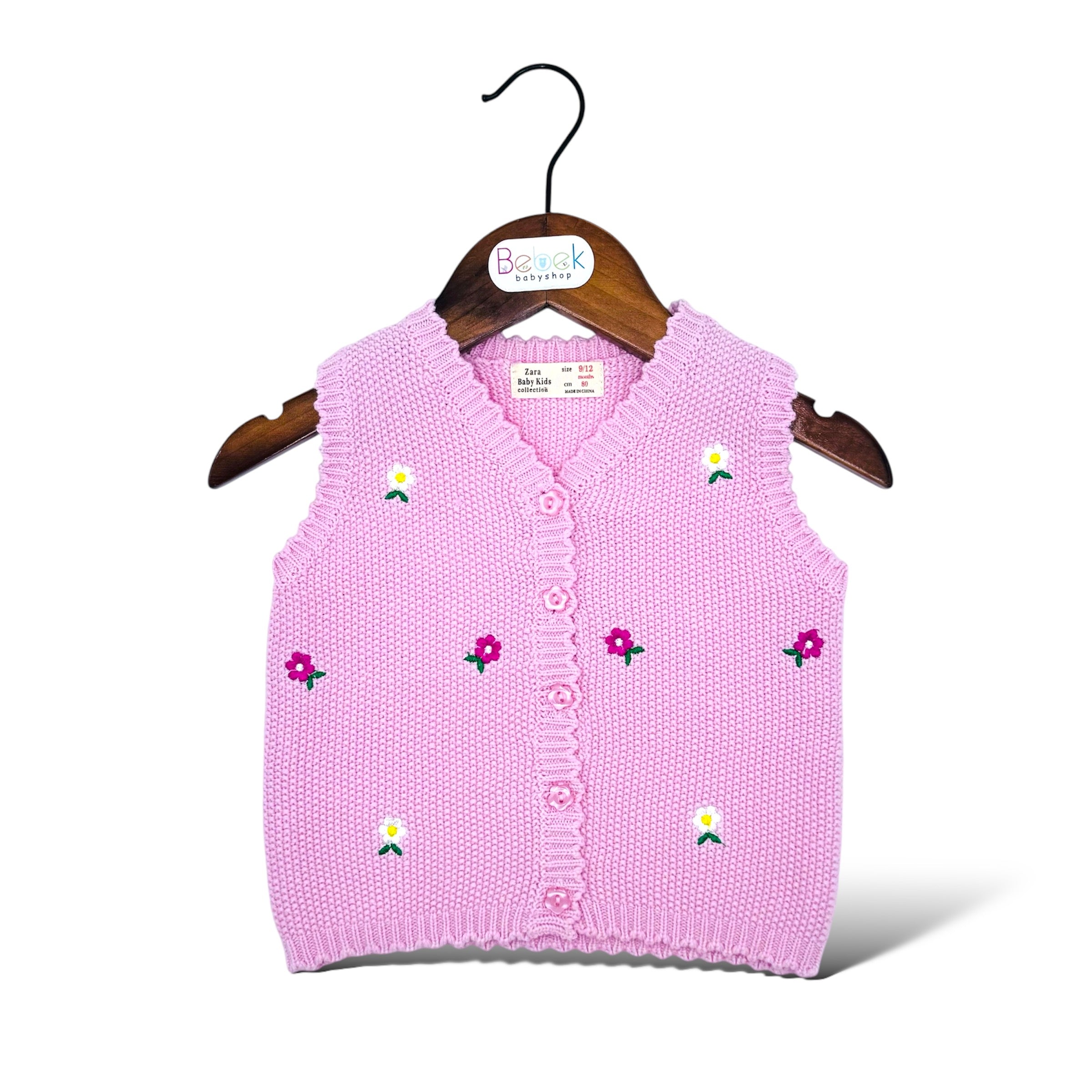 BABY GIRL BUTTON DOWN SLEEVELESS SWEATER