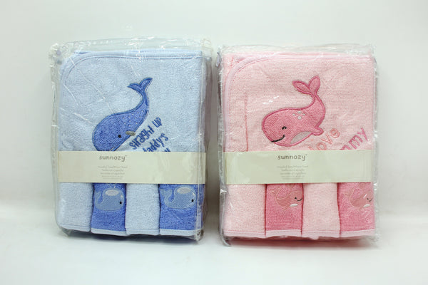 BABY HOODED BATHTOWEL & FACE TOWEL SET - 30471