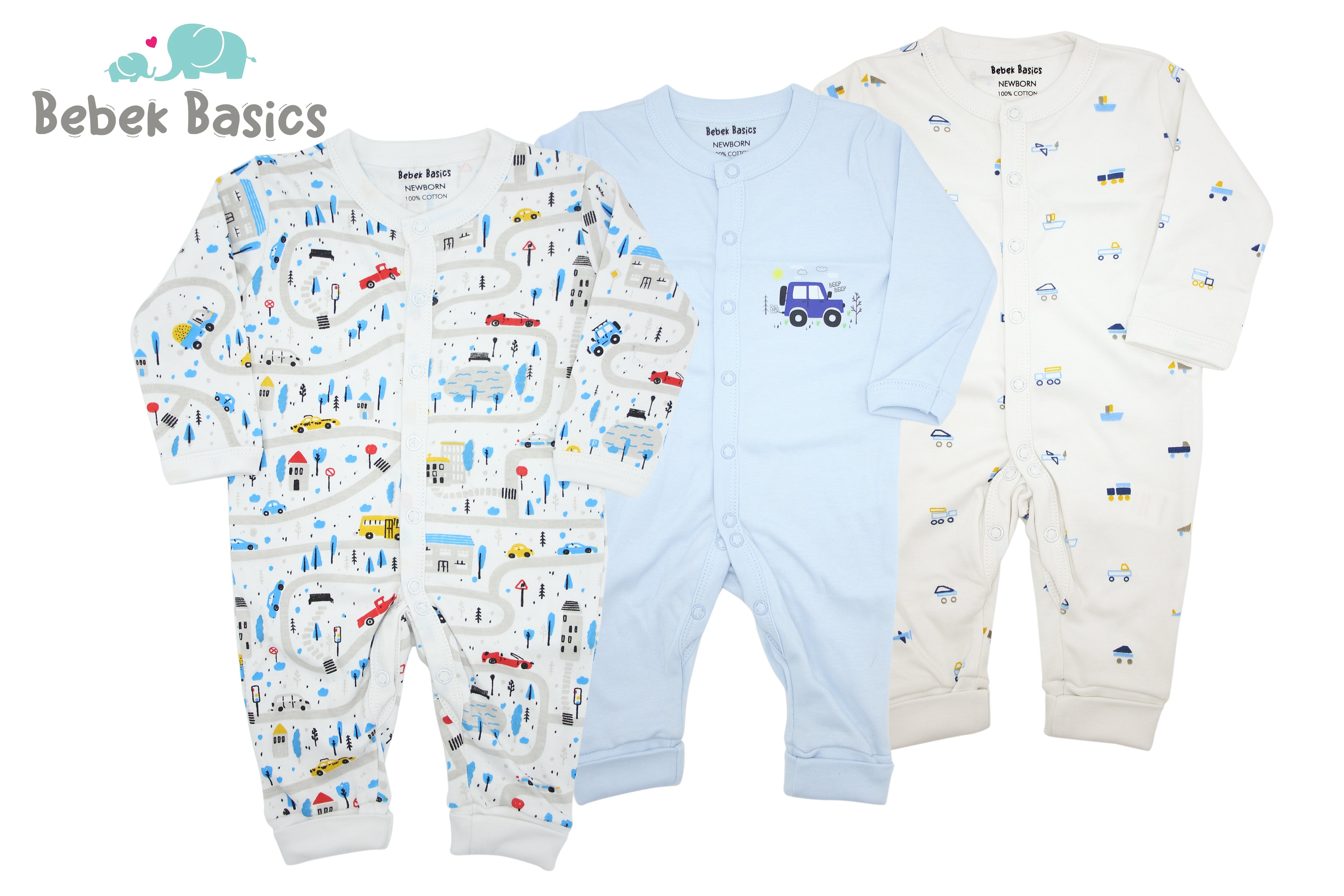 BABY CAR THEMED OPEN FEET ROMPERS - 32002