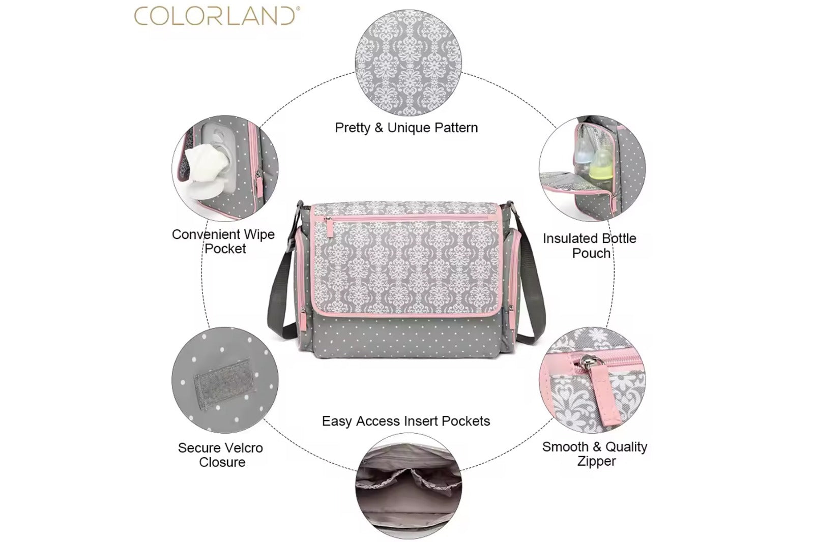 COLORLAND SHOULDER CARRY FUNCTIONAL MOTHER BAG - 32089