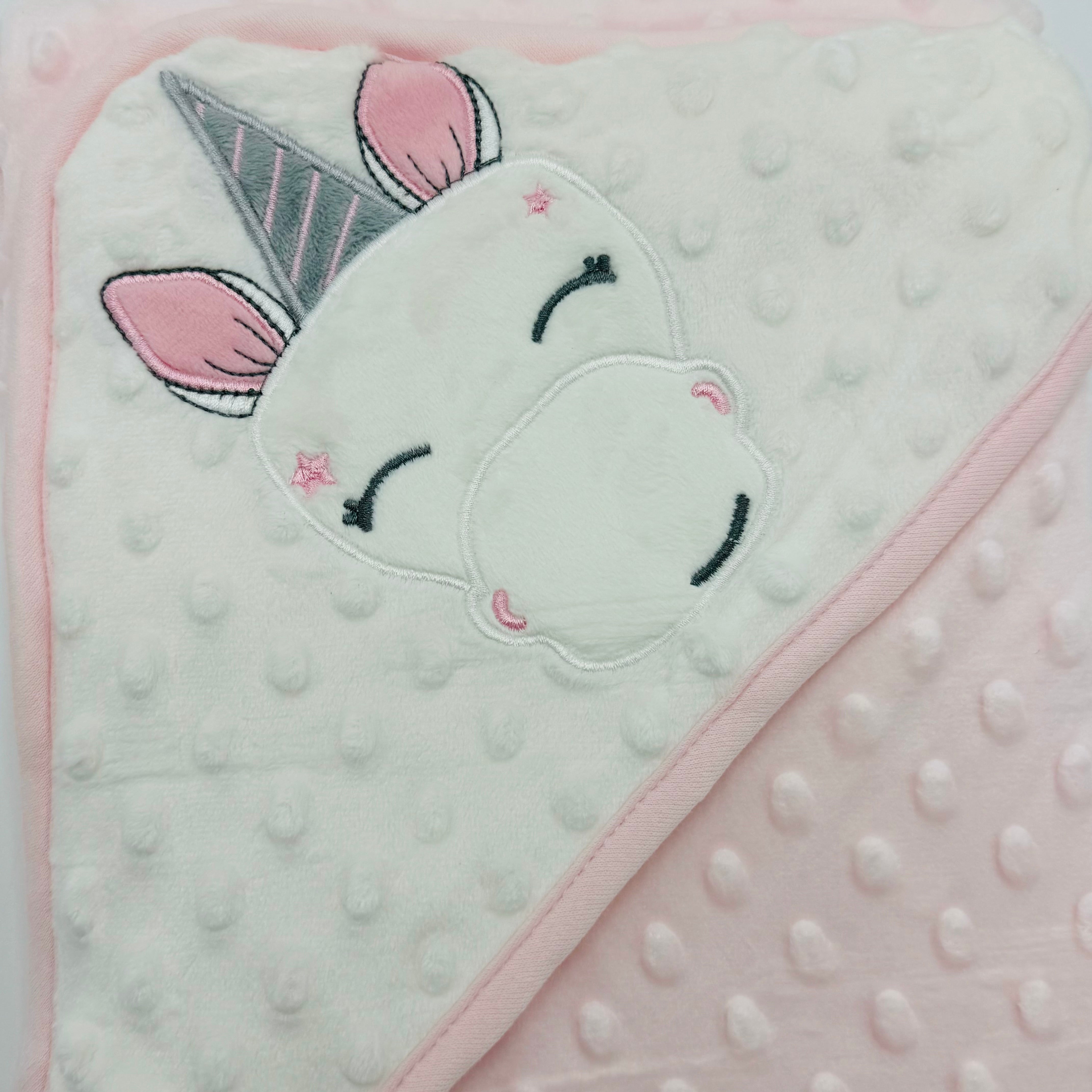 BABY UNICORN DOTTED HOODED BLANKET