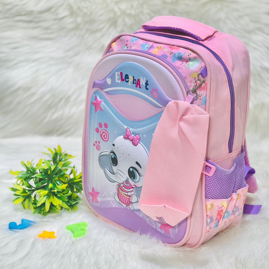 CUTE ELEPHANT SCHOOL BAG W POUCH