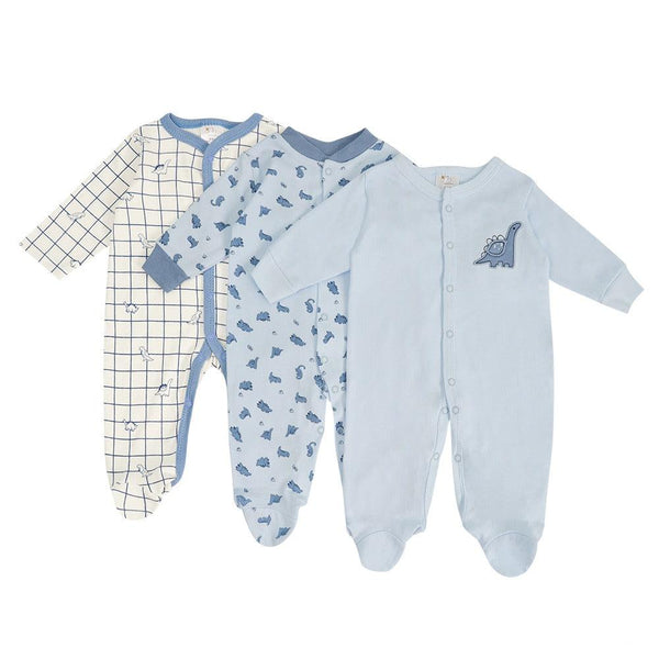 BABY COZY FOOTED ROMPERS PACK 3