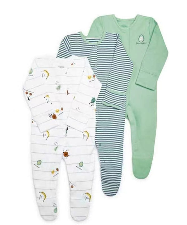 M&P BABY SOFT COZY ROMPERS PACK 3