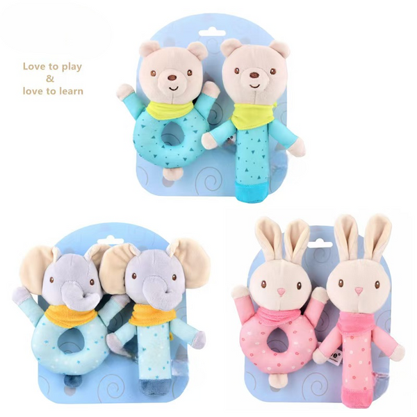 BABY ANIMAL SOFT RATTLES PACK 2