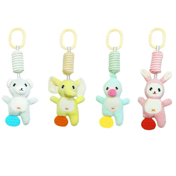 BABY SOFT HANGING ANIMALS W TEETHER