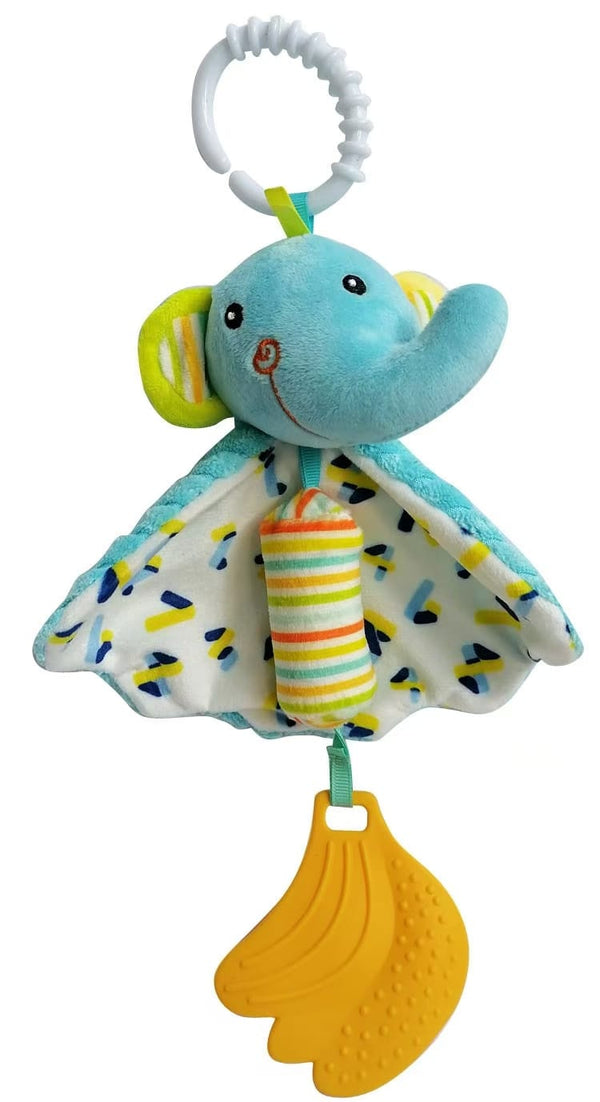 BABY SOFT HANGING ELEPHANT W TEETHER