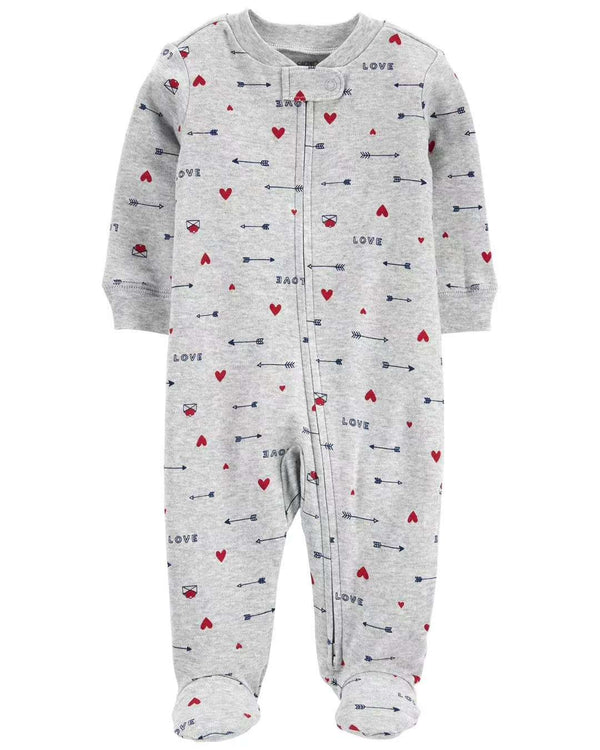 BABY LOVE THEMED FOOTED ROMPER