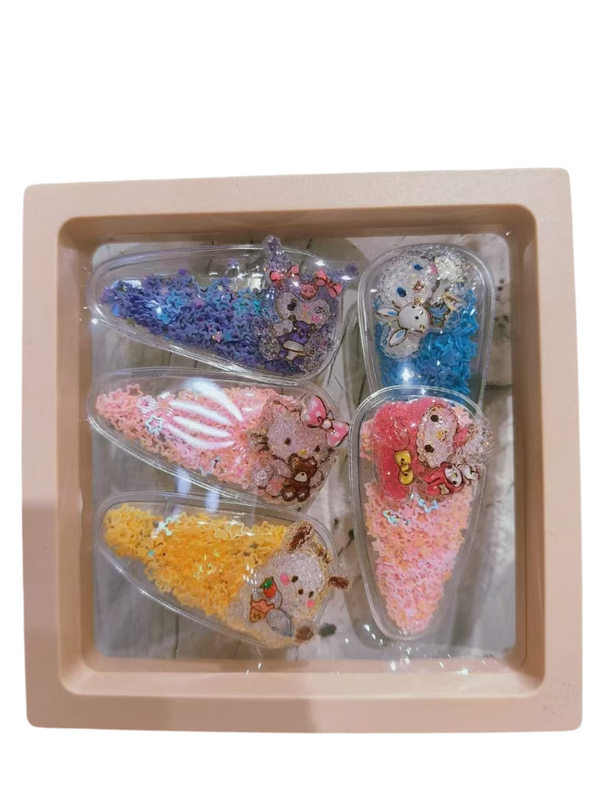 GIRL HAIR CLIPS SET 5 PCS ANIMALS