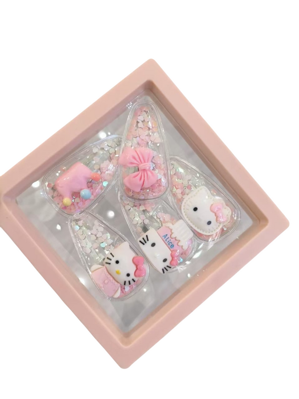 GIRL HAIR CLIPS SET 5 PCS HELLO KITTY