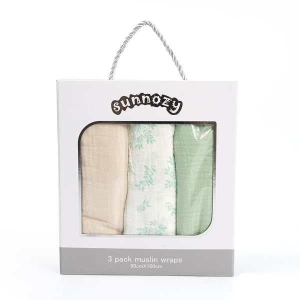 BABY MUSLIN WRAPPING SHEETS PACK 3