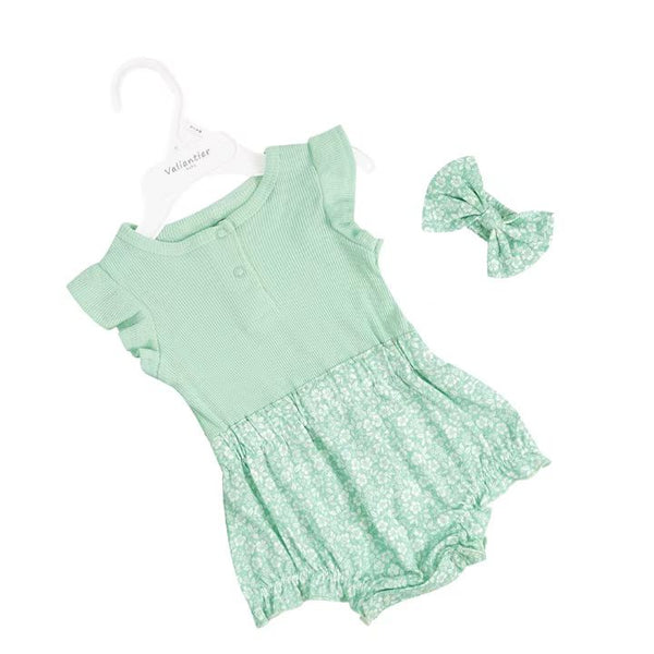 BABY GIRL FANCY FLORAL BODYSUIT W HEADBAND