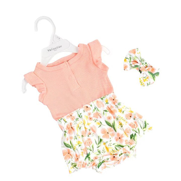 BABY GIRL FANCY FLORAL BODYSUIT W HEADBAND