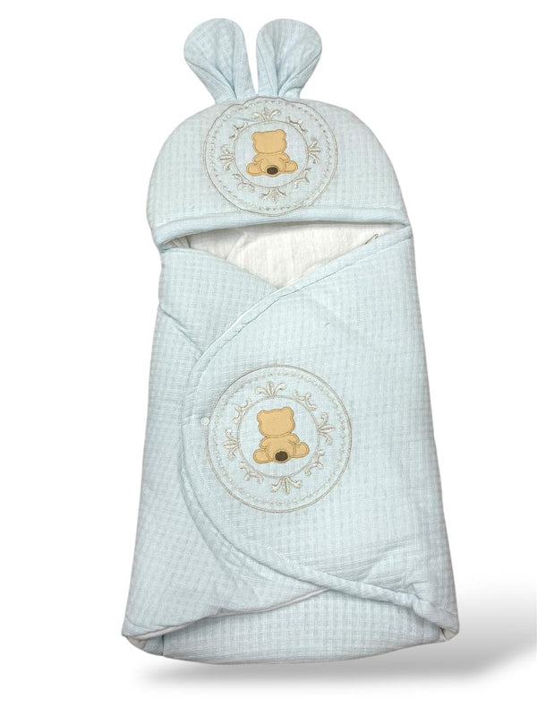 BABY EMBROIDED TEXTURED CARRY NEST W BUNNY EARS