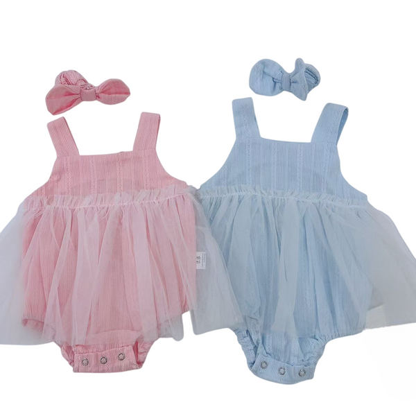 BABY GIRL FANCY FROCK STYLE BODYSUIT W HEADBAND