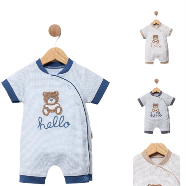 BABY BOY SHORT ROMPER HELLO BEAR