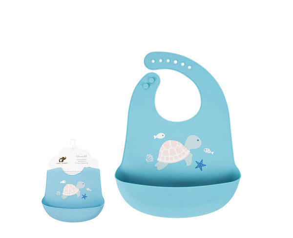 SILICONE BIB BLUE TURTLE