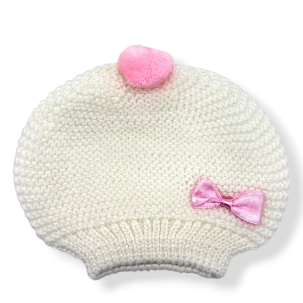 BABY COZY WOOLEN CAP W KNITTED BOW