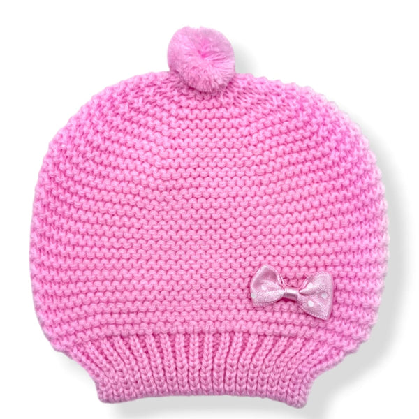 BABY COZY WOOLEN CAP W KNITTED BOW
