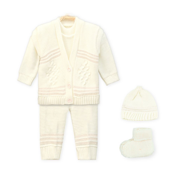 BABY COZY WOOLEN SUIT 4 PCS KNITTED STRIPES