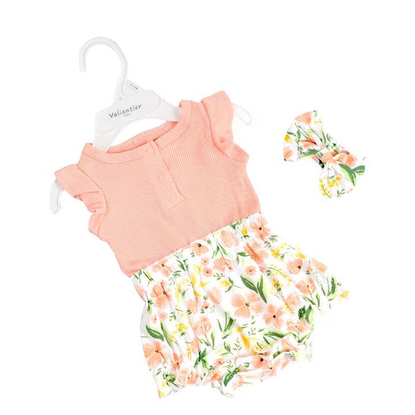 BABY COMFY FLORAL BODYSUIT W HEADBAND