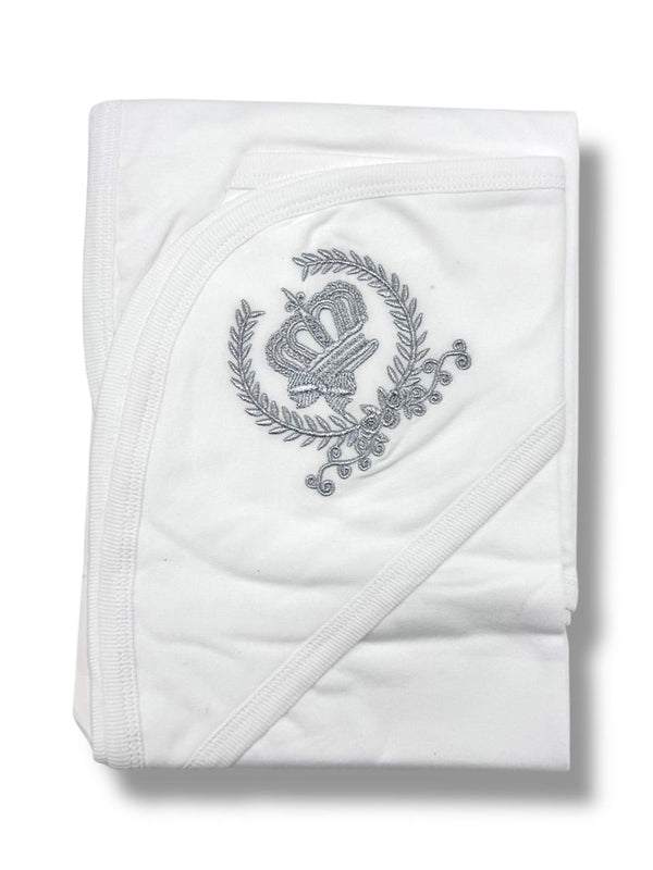 BABY HOODED EMBROIDED WRAPPING SHEET