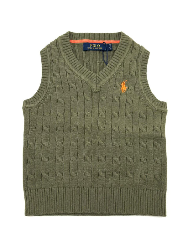 BABY BOY CABLE KNIT SLEEVELESS SWEATER