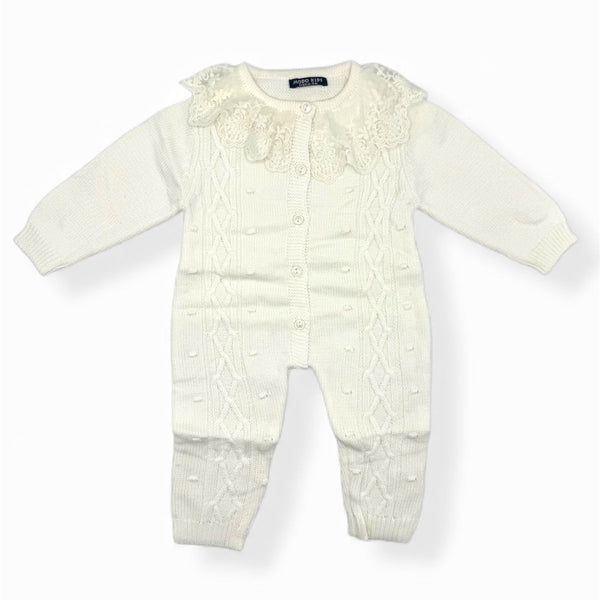 BABY GIRL CABLE KNIT ROMPER
