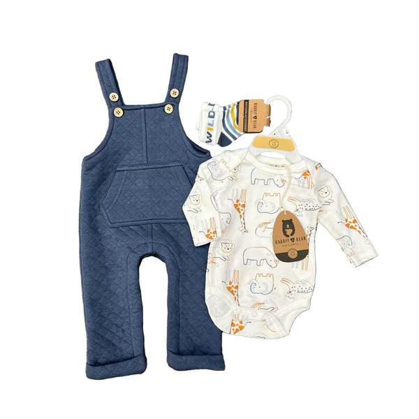 BABY ANIMAL THEMED DUNGAREE 3 PCS SUIT