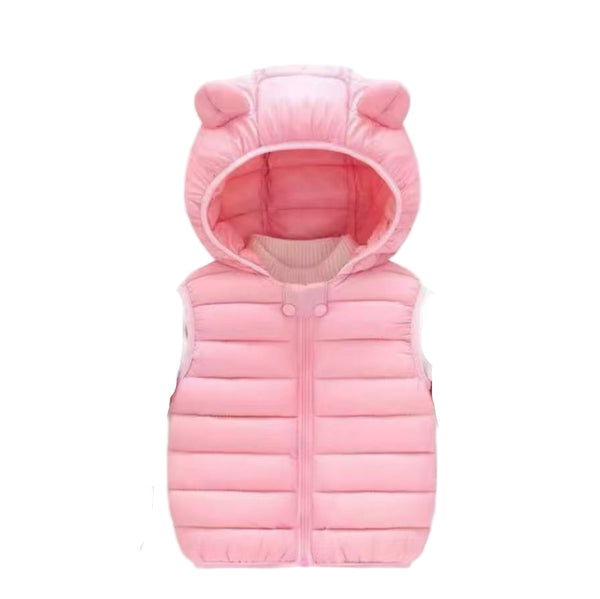 BABY BEAR HOODED SLEEVELESS PUFFER JACKET