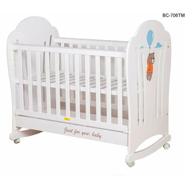 BABY COT WHITE DLX BASE ROCKING - BC-706TM