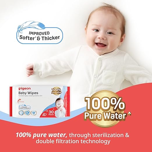 PIGEON BABY WIPES 30 SHEETS 100% PURE WATER - P79479