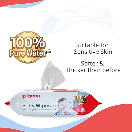 PIGEON BABY WIPES 30 SHEETS 100% PURE WATER - P79479