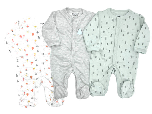 BABY COMFY FULL SLEEVES FOOTED ROMPERS PACK 3