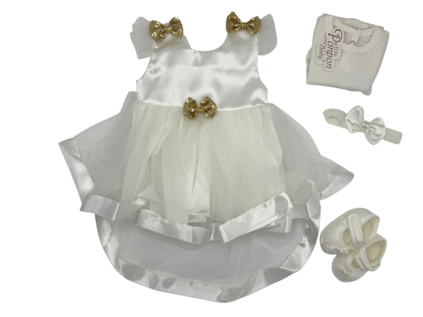 GIRL NEWBORN FANCY FROCK 4 PCS SET