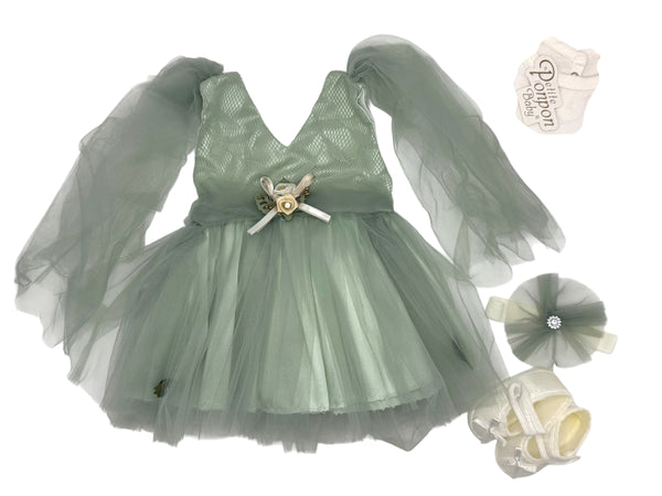 GIRL NEWBORN FANCY FROCK 4 PCS SET