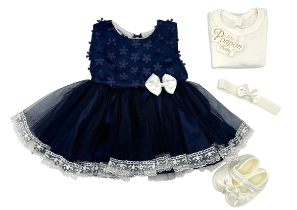 GIRL NEWBORN FANCY FROCK 4 PCS SET