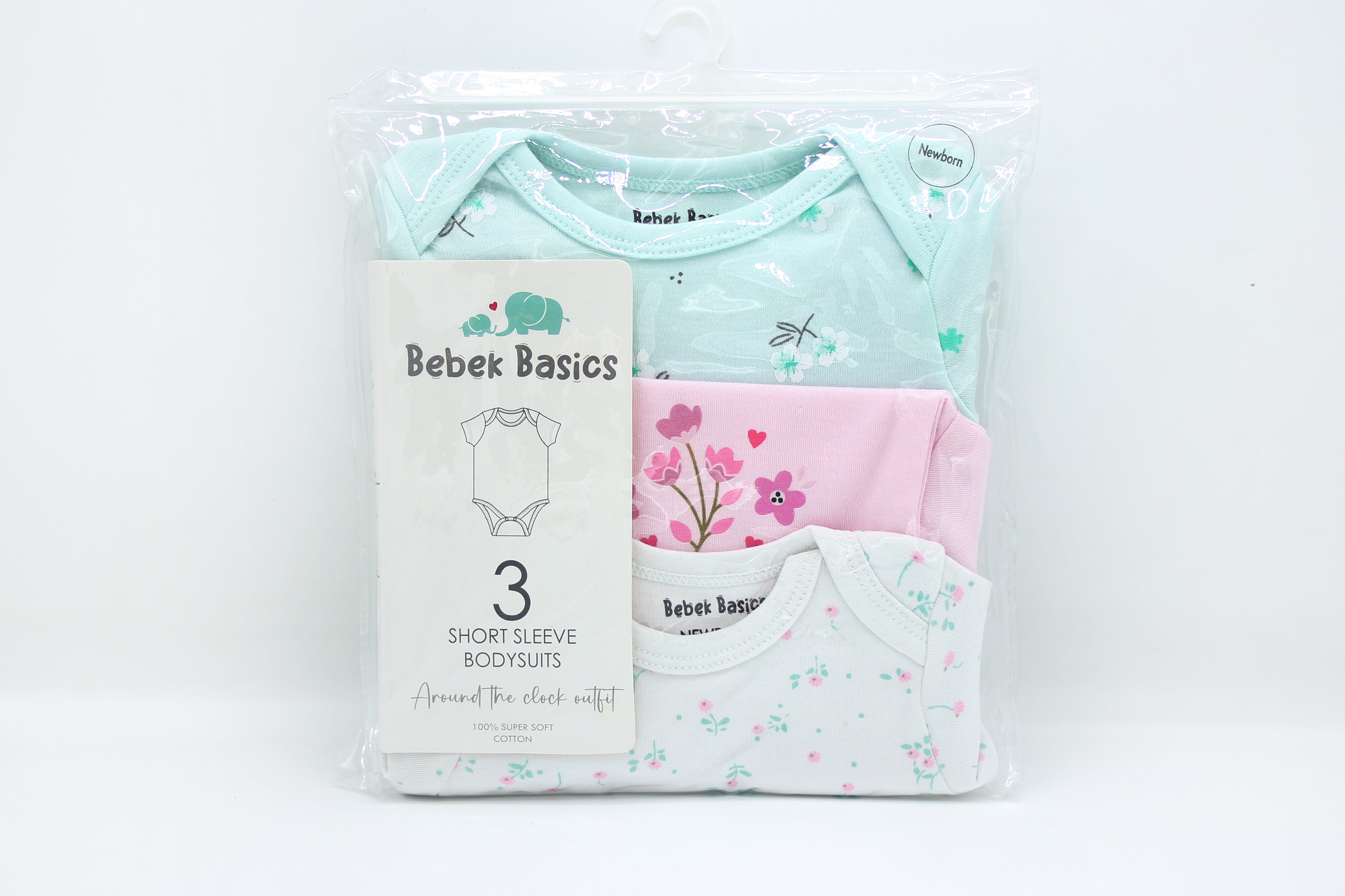 SHORT SLEEVES FLORAL BODYSUITS  PACK OF 3 - 31620