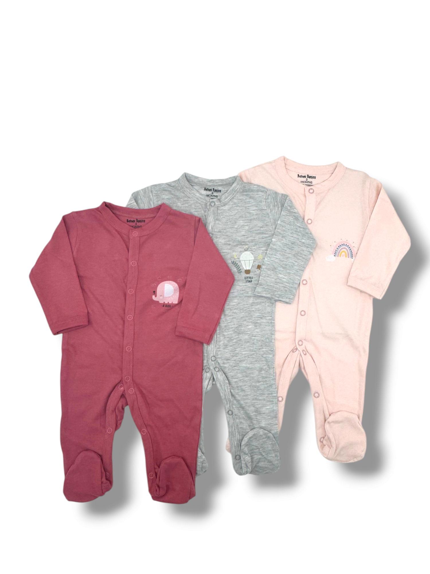 BABY COZY CLOSE FEET ROMPERS PACK 3