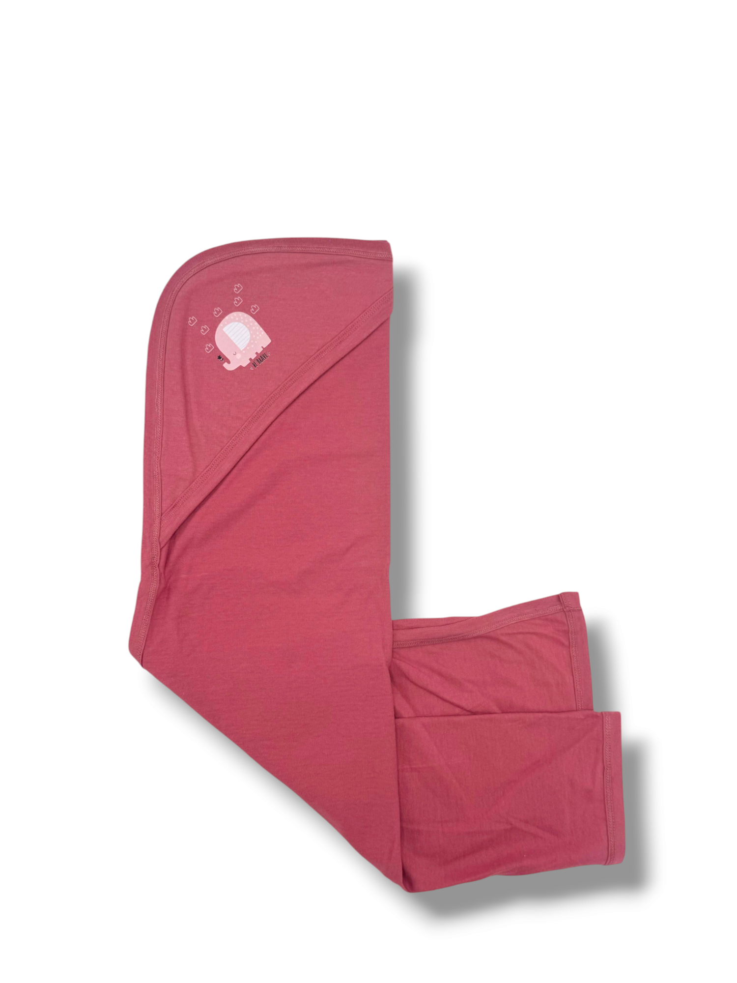 BABY PINK ELEPHANT SOFT HOODED WRAPPING SHEET