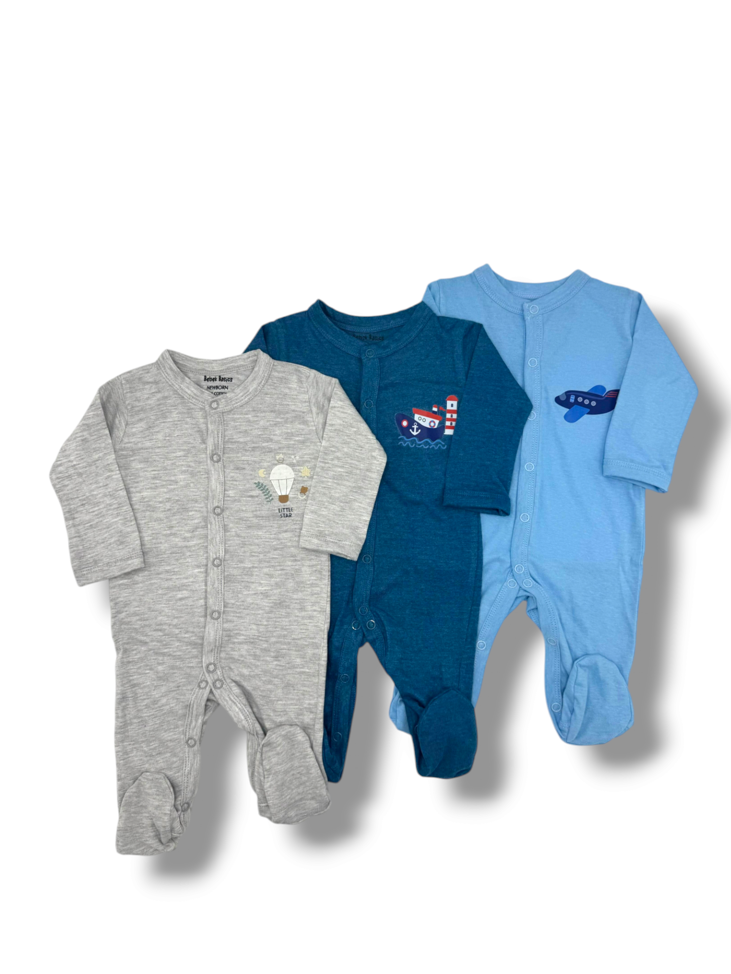 BABY COZY CLOSE FEET ROMPERS PACK 3