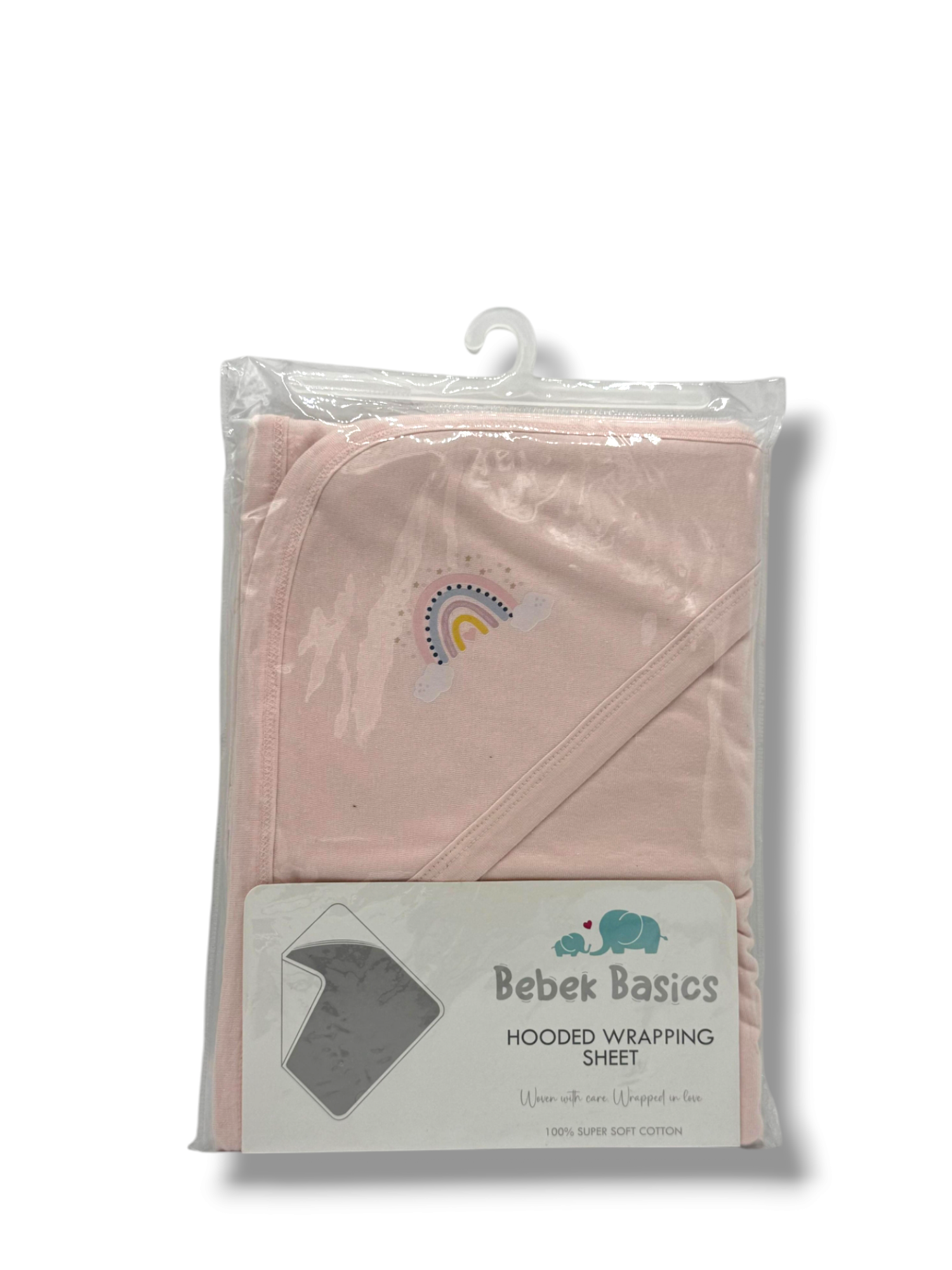 BABY PINK RAINBOW HOODED WRAPPING SHEET