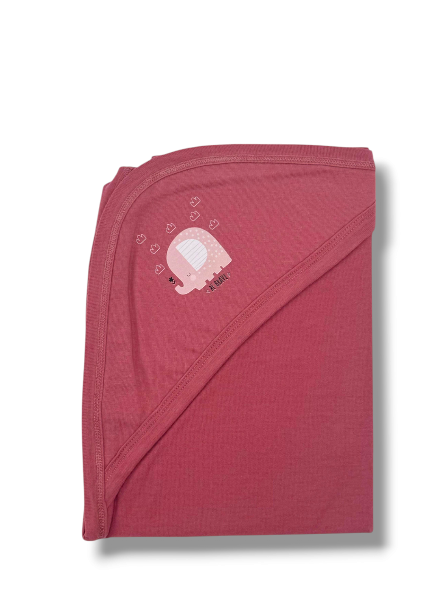 BABY PINK ELEPHANT SOFT HOODED WRAPPING SHEET