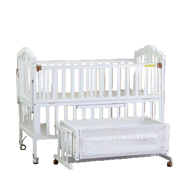 BABY WOODEN COT WHITE W SWING